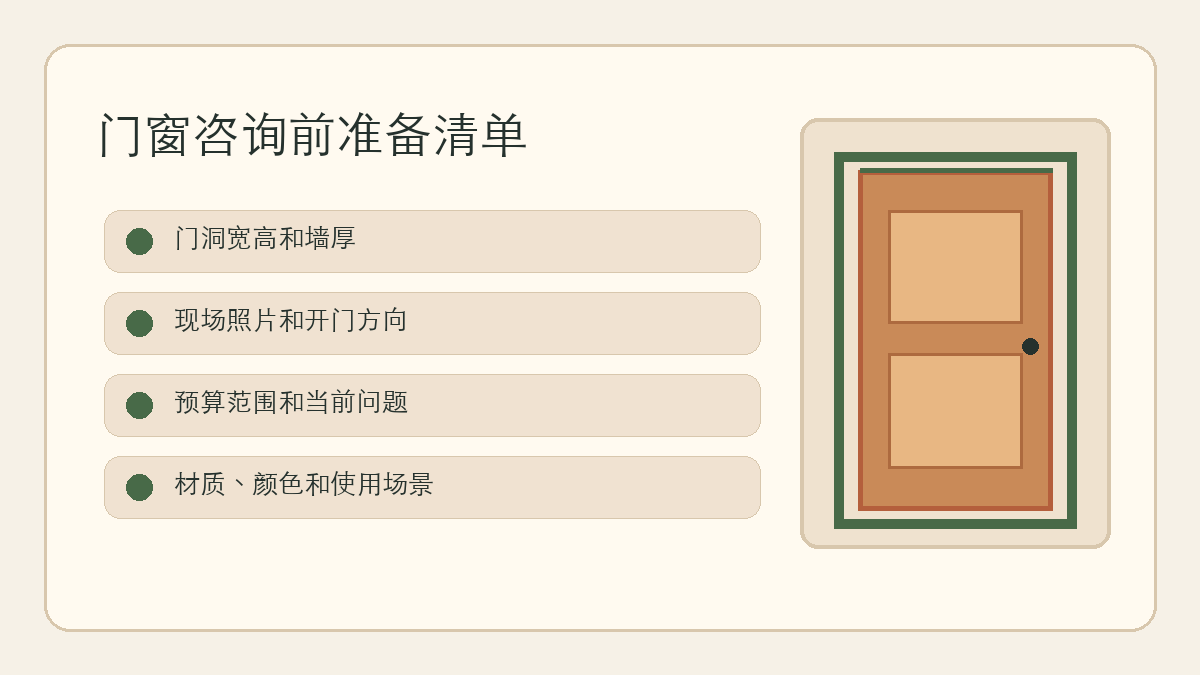 门窗咨询前准备清单